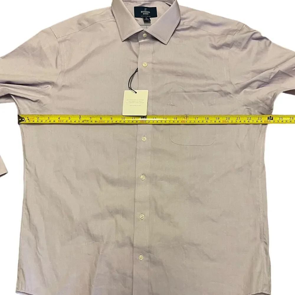 Buttoned Down Cotton Lavender Collared Shirt Size 34 16 - Picture 5 of 6
